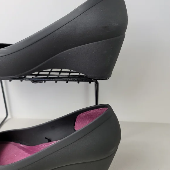 Crocs Woman's Wedges Shoes gray pink Sz 7 - Picture 2 of 11